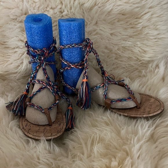 Sam & Libby Boho Braided Wrap Fringe Gladiator Sandals - Picture 3 of 8